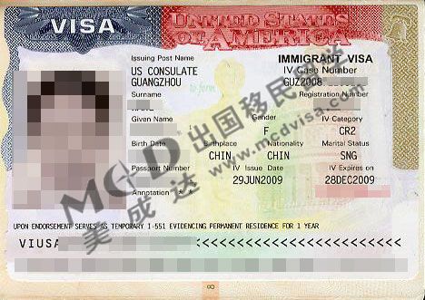 刘小姐小孩CR2移民签证