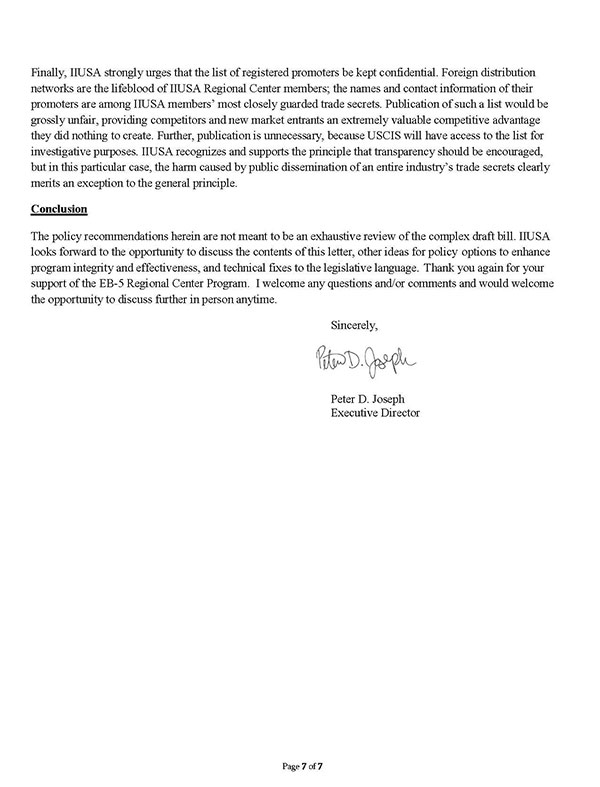 IIUSA致信参议院大佬，积极游说EB-5延期与改革