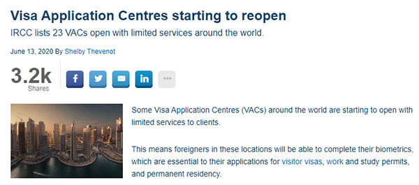 好消息！加拿大签证恢复办理，中国10家签证中心重启
