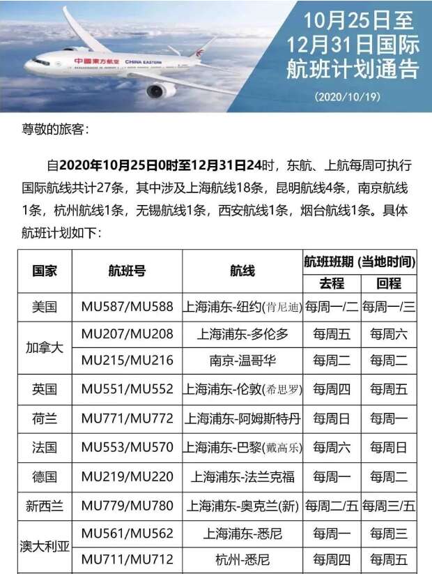 达美航空恢复中美直飞航班，内附12月国际航班信息汇总